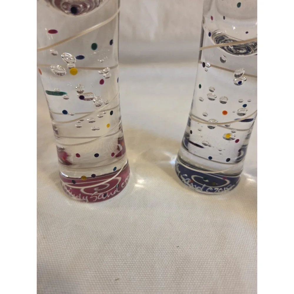 Mindy Sand Bubble Champagne Flutes Set of 4 Signed 2018 Hand Painted Art Glass
